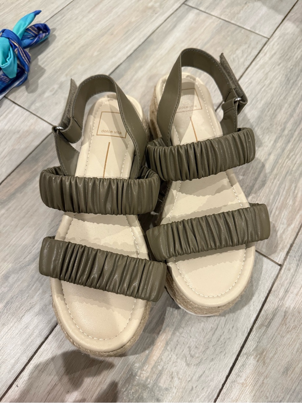 Dolce Vita Olive Ruched Strap Platform Sandals with Slingback